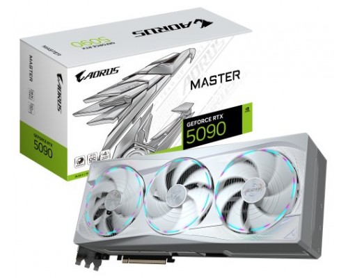 GIGABYTE AORUS GeForce RTX 5090 MASTER ICE 32G Tarjeta Gráfica - 32GB GDDR7, 512 bits, PCI-E 5.0, XXXX MHz Frecuencia Base, 3 x DP 2.1a, 1 x HDMI 2.1b, NVIDIA DLSS 4, GV-N5090AORUSM ICE-32GD (Espera 4 dias)